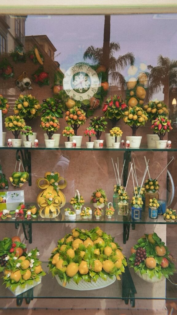 A window display of lemon trinkets in Sorrento, Italy
